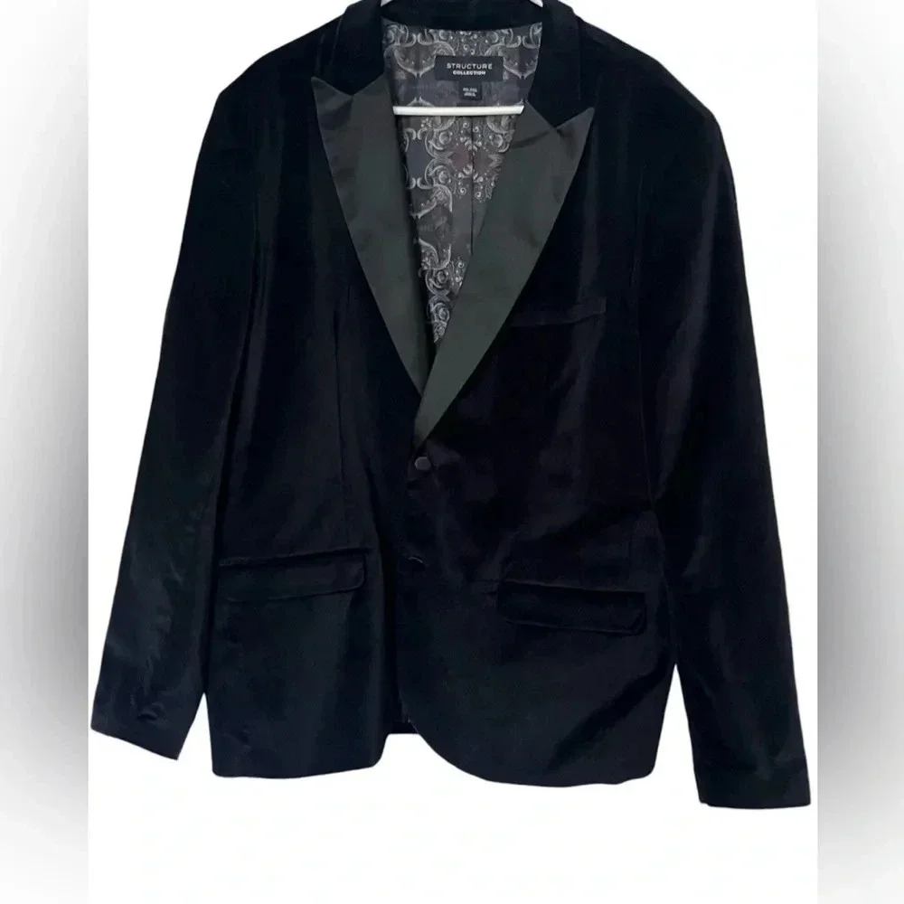 Structure Collection | Black Velvet Blazer